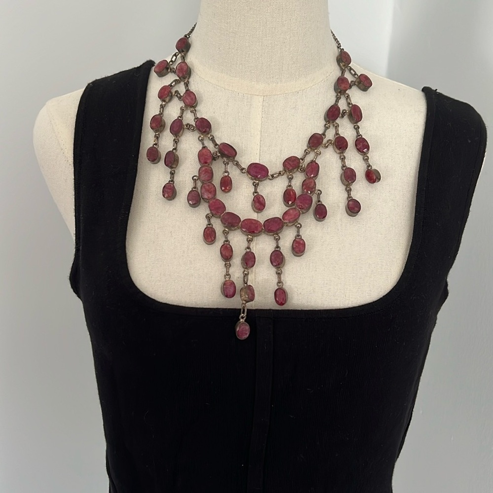 Genuine Ruby bib necklace